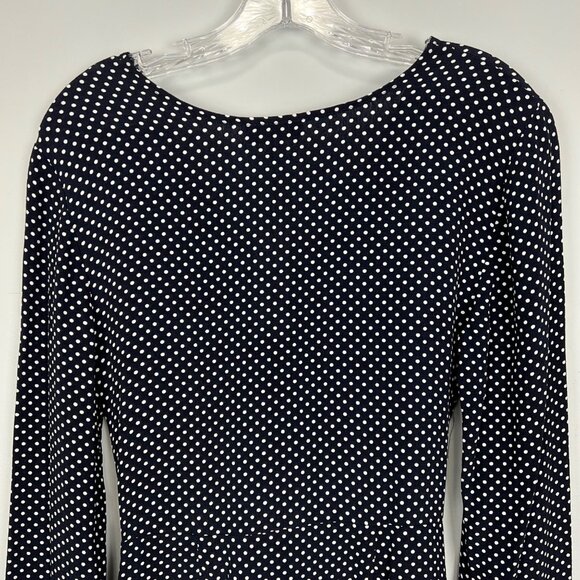 Topshop Womens Blue Polka Dot Long Sleeve Mini Dress Tortoise Ring size 2 - Picture 7 of 13